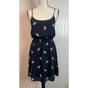 Everly Navy Sleeveless Dress With Elephant Print & Adjustable Straps Size S